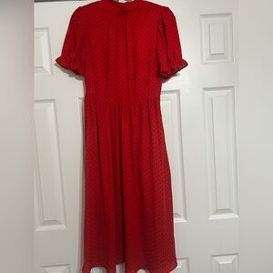Who What Wear Scarlet Midi Dress with Polka Dots